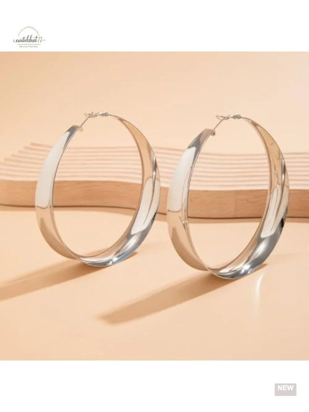 Chunky Gold Hoop Earrings Extra Large Wide Round Geometric Statement Earrings